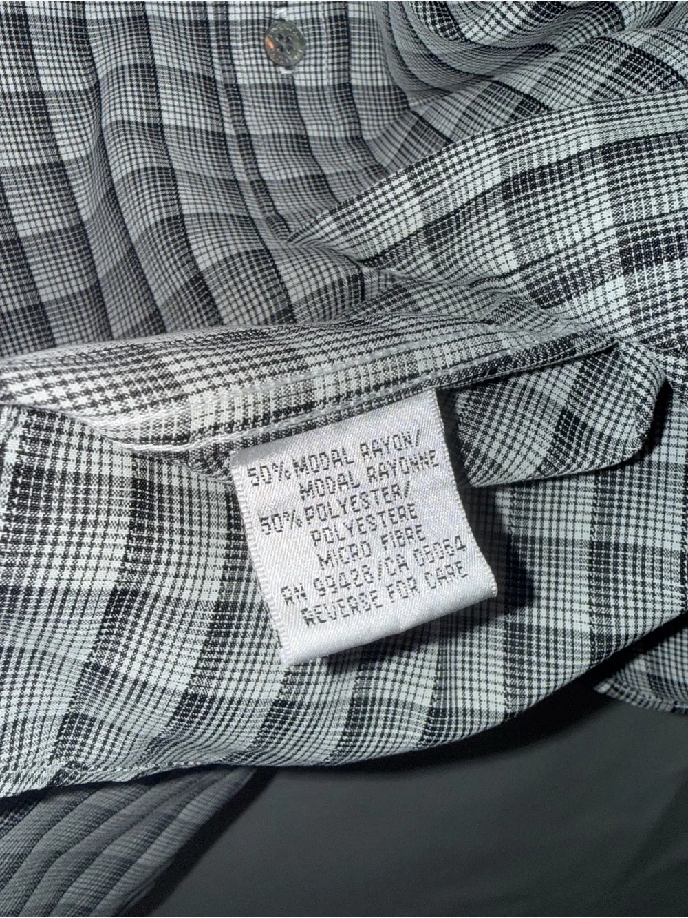 Men's Bugatchi Uono Short-Sleeve Black/White Plaid Button-Up Shirt - Size Large